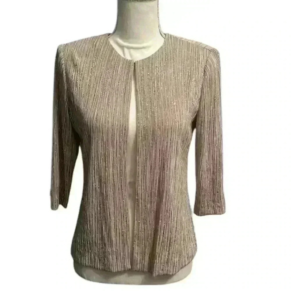 NWT Alex Evenings Shimmering Metallic Jacket with Top Closure Women Petite Small - Picture 2 of 14